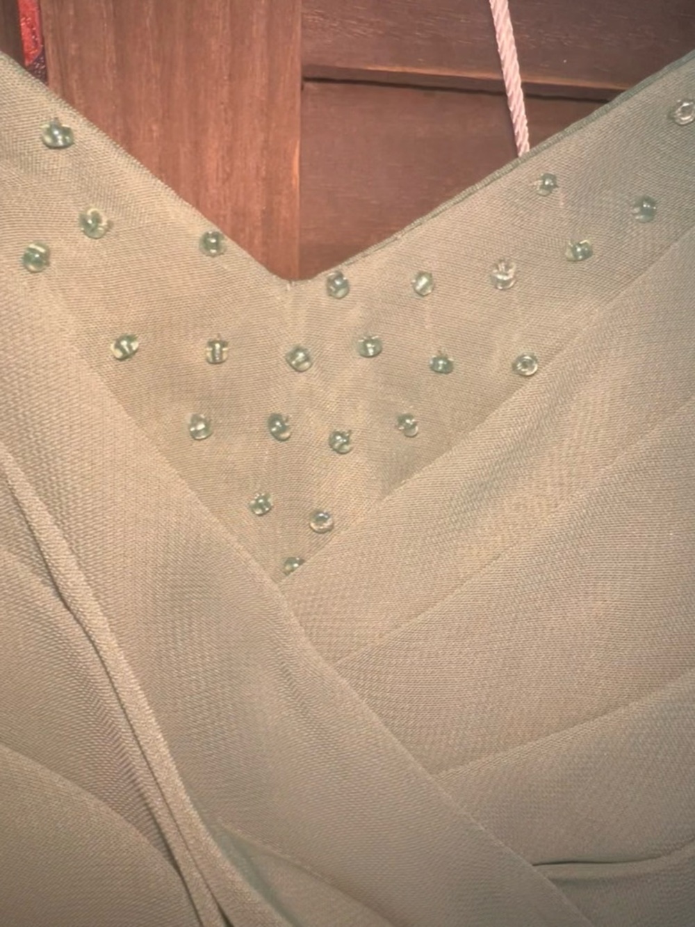 NWT Mint Green Chiffon Hi-Low Dress | Beaded Waist Formal Mother of the Bride - Picture 11 of 12